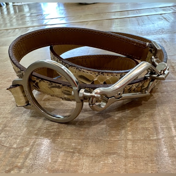 Vintage Prada metal hardware round loop snakeskin thin leather belt - Picture 17 of 17